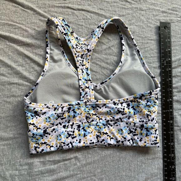 Sz XS Gap Fit Activewear Sportsbra Blue and Yellow Paisley Print - Picture 2 of 6